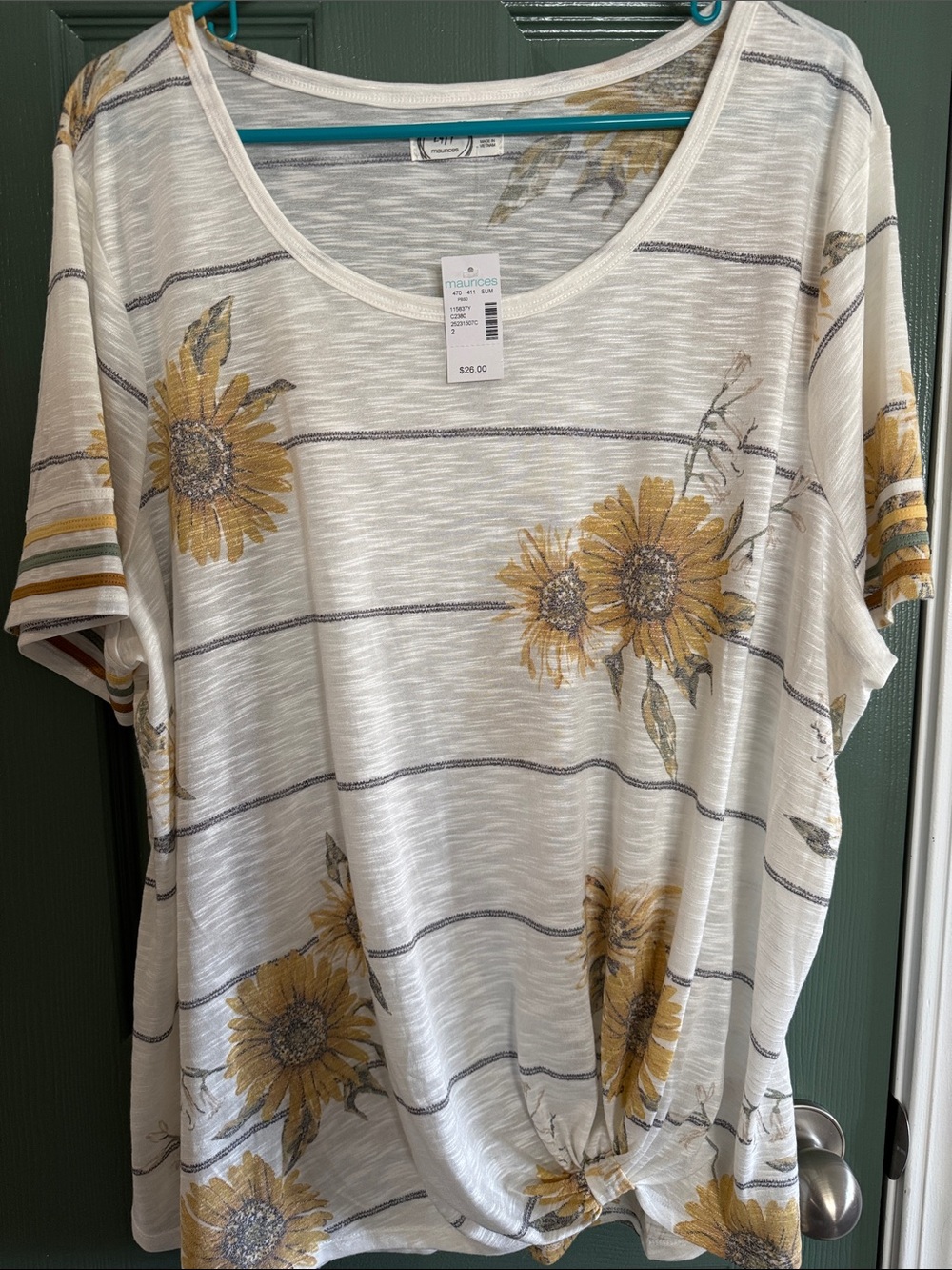 Maurices 24/7 Sunflower knot tee-NWT